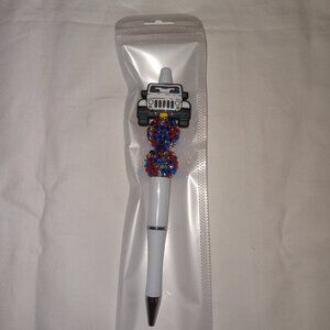 Blue and White Jeep Bead Pen